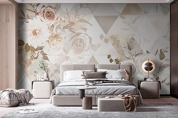 Wallpaper cu flori și triunghiuri Wallpaper cu flori și triunghiuri