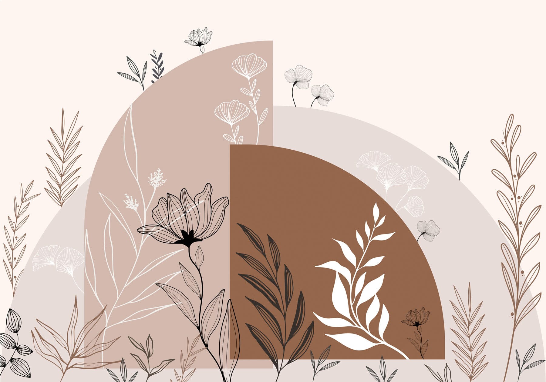 Graphic design of flowers and leaves