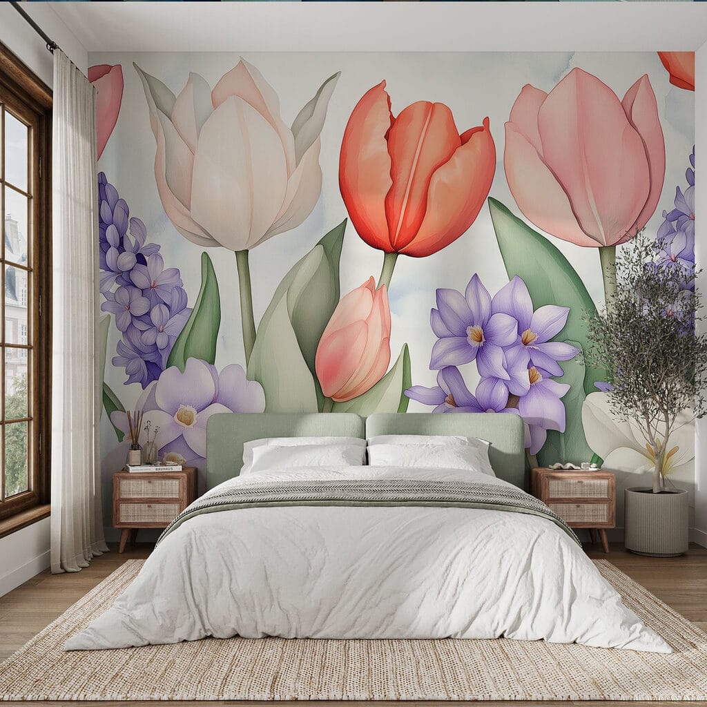 Group of flowers with leaves Group of flowers with leaves