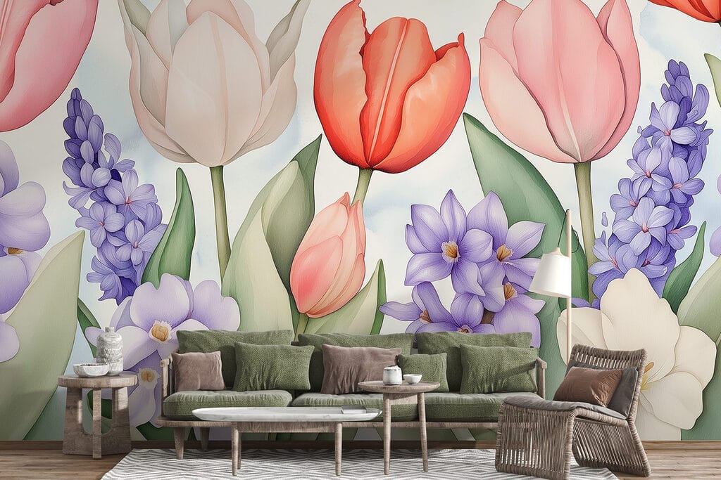 Group of flowers with leaves Group of flowers with leaves