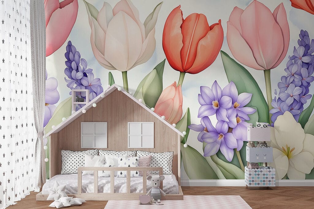 Group of flowers with leaves Group of flowers with leaves