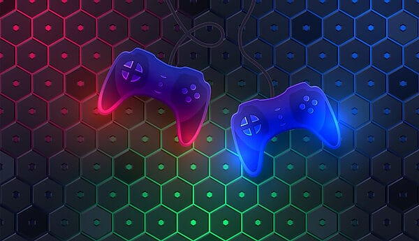 Controler de joc pe un fundal hexagonal Controler de joc pe un fundal hexagonal
