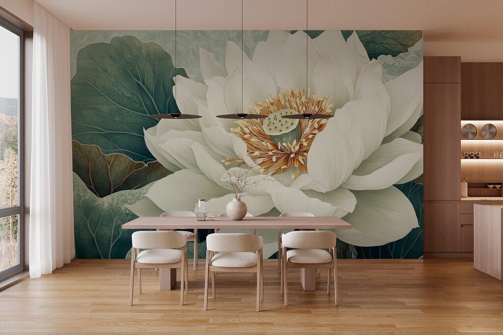 White flower with green leaves