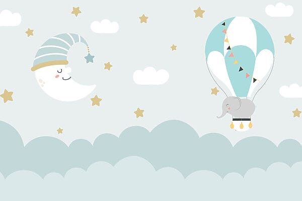 Elefant de desene animate și lună pe cer Elefant de desene animate și lună pe cer
