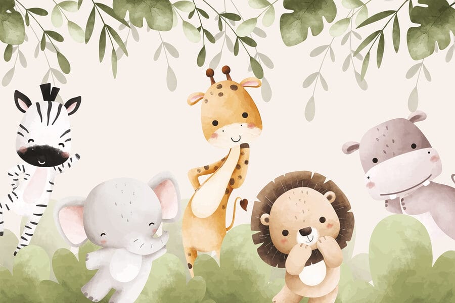 Grup de animale sub frunze
