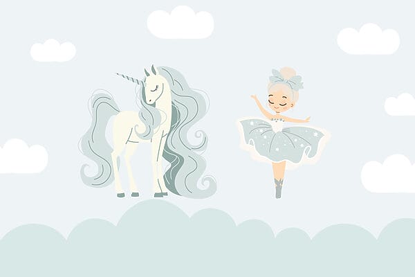 Desen animat de o fată și un unicorn Desen animat de o fată și un unicorn