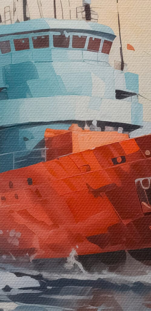 Painting of a ship in the water