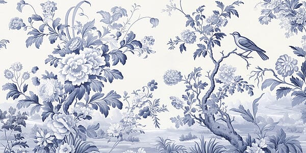 Design floral albastru și alb Design floral albastru și alb