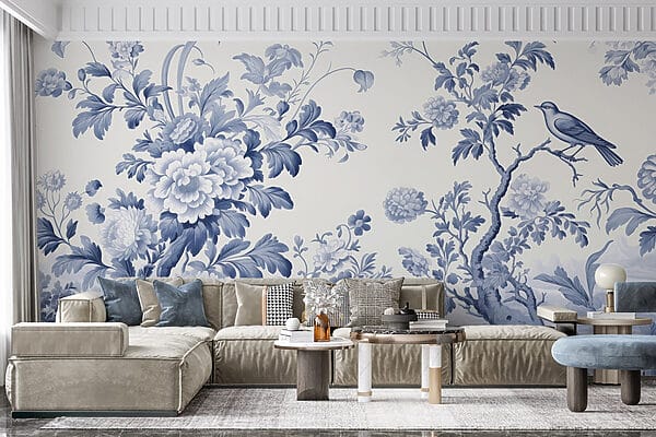 Design floral albastru și alb Design floral albastru și alb