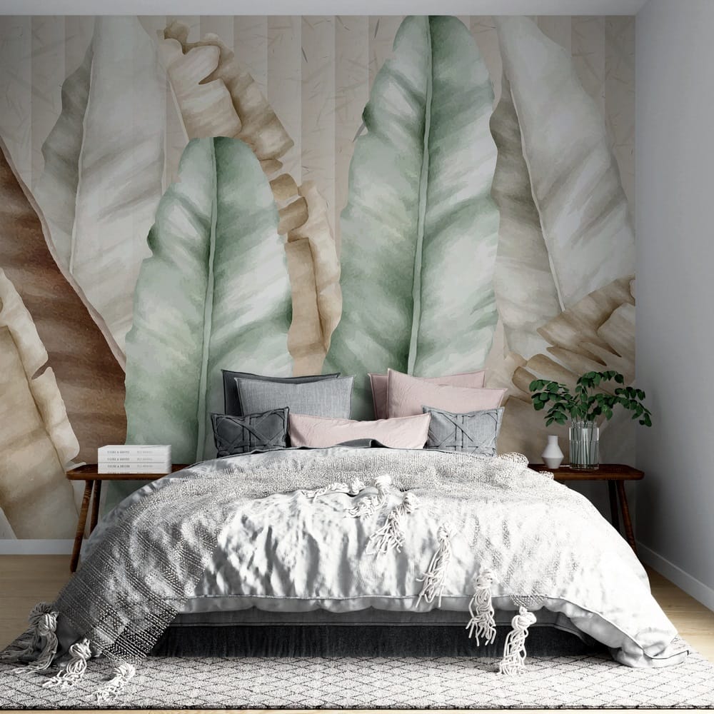 Textured leaves in soft pastel tones