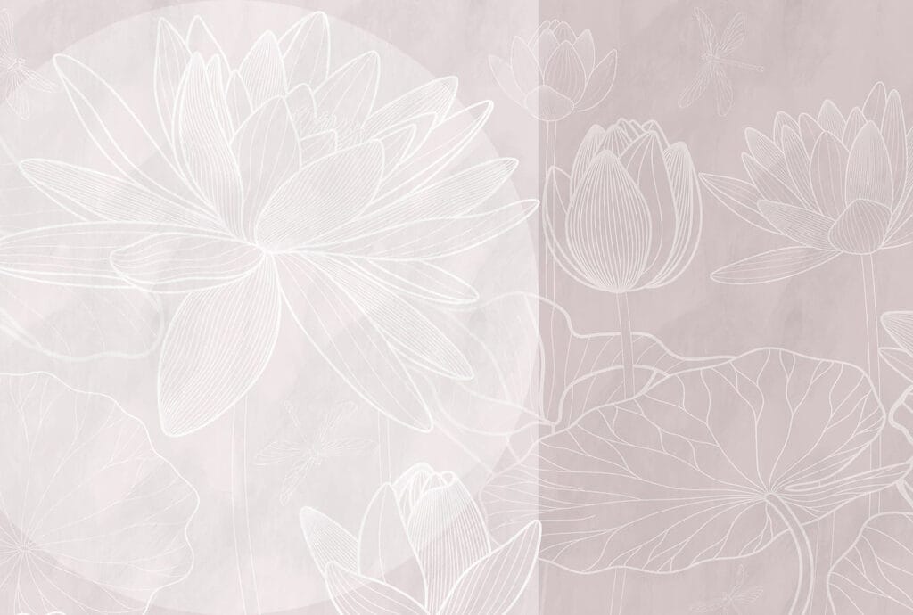 White flower drawing on a grey background