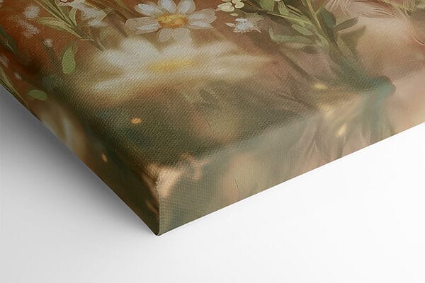 Baby deer in a field of flowers