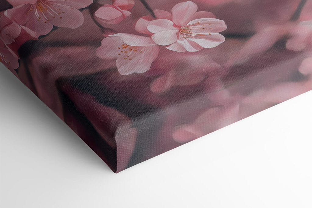 Owl sitting on a branch with pink flowers