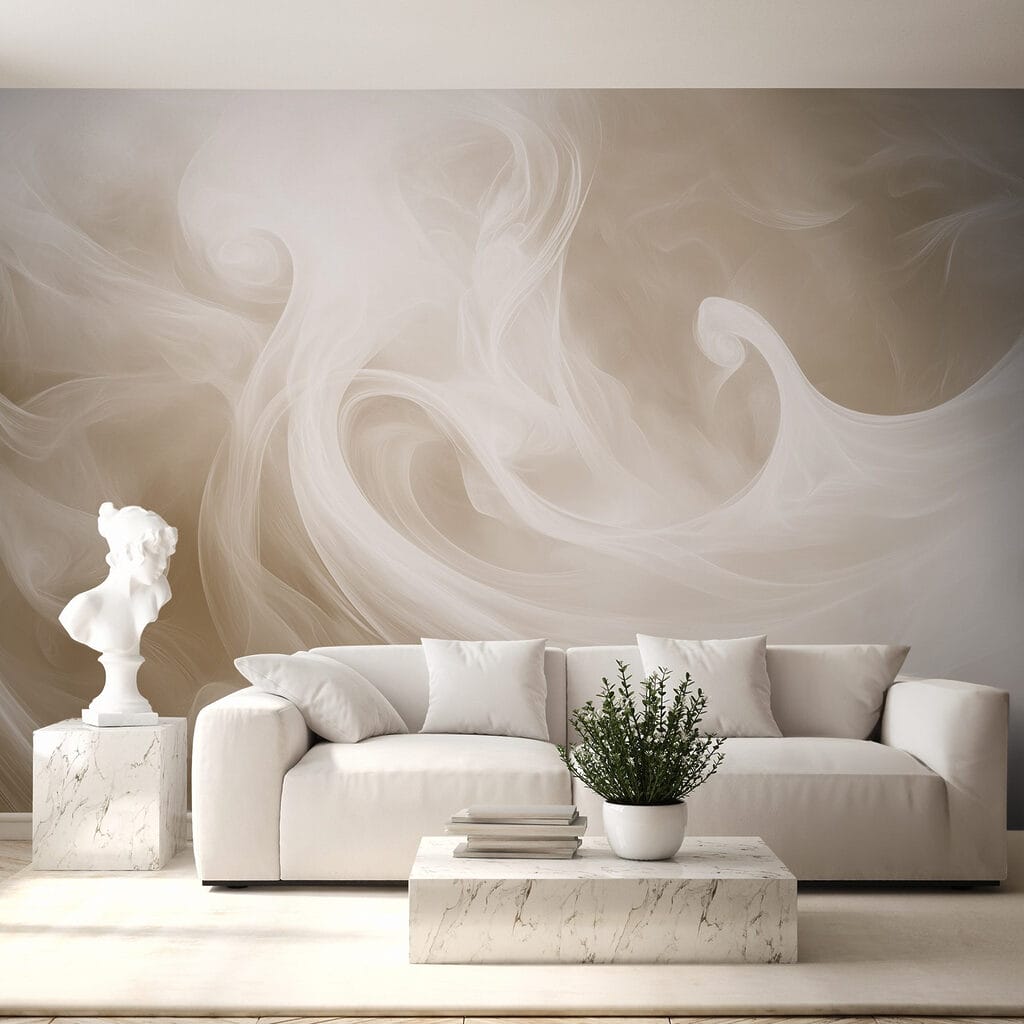 White smoke in a light brown background