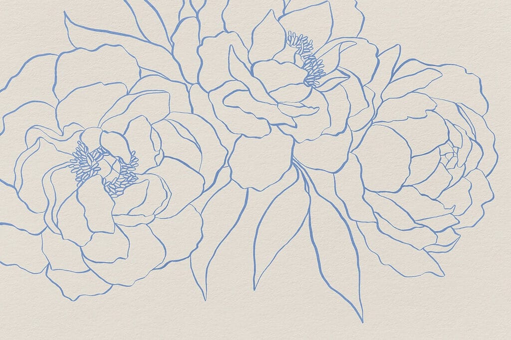 Drawing of flowers on a white surface
