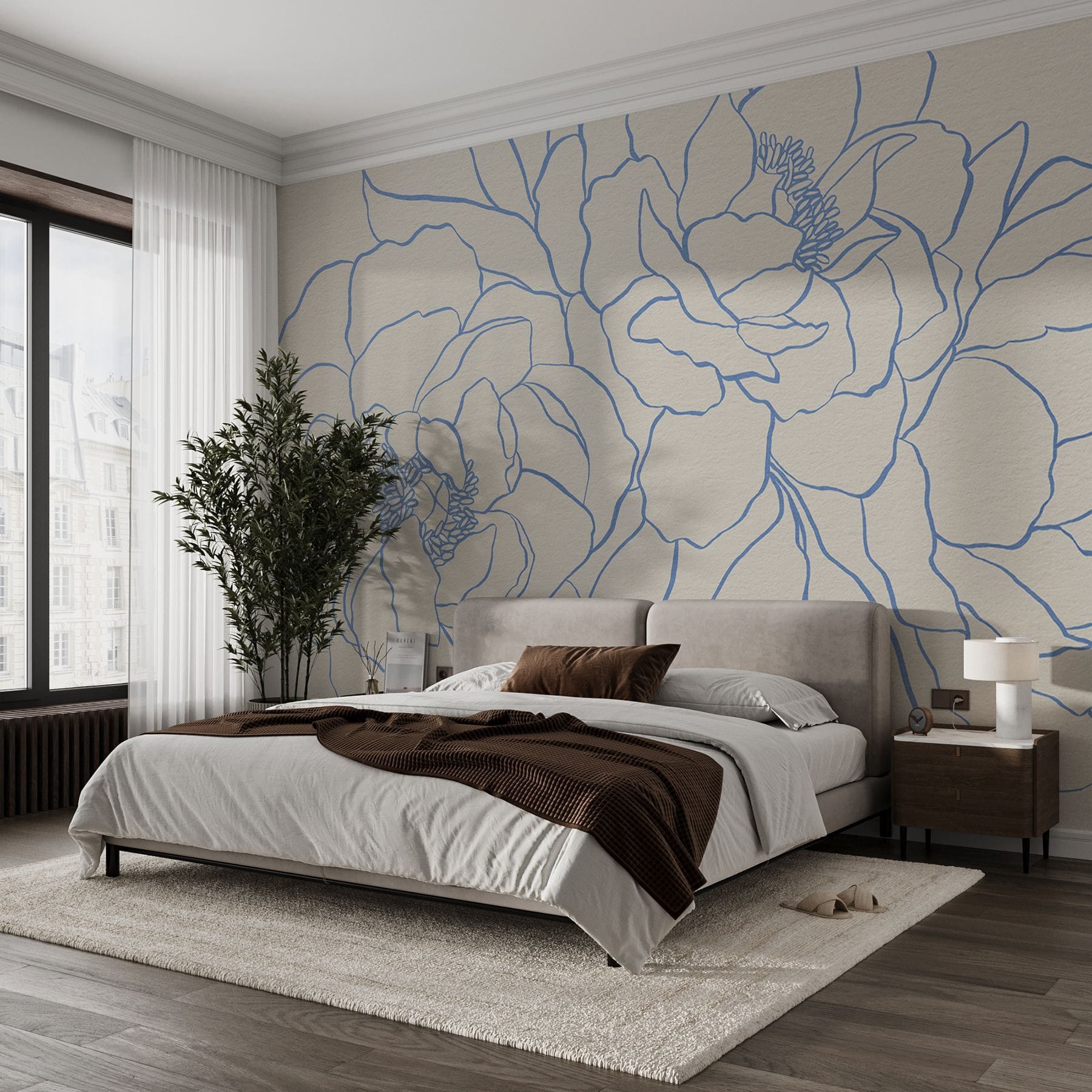 Drawing of flowers on a white surface