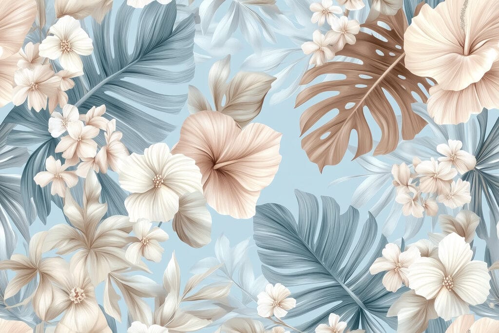 Model floral cu flori albe și maro Model floral cu flori albe și maro