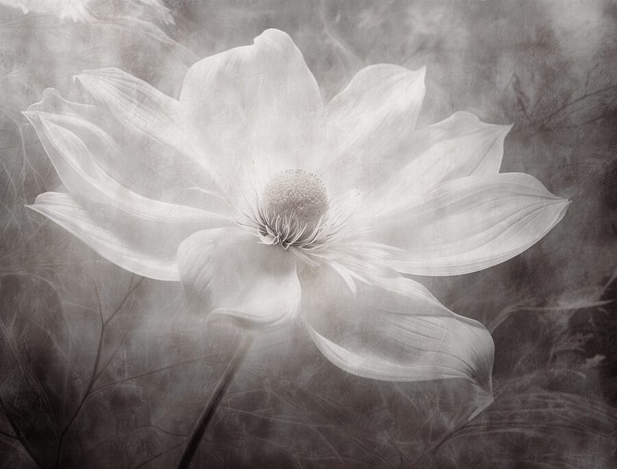 Fototapet Floare albă cu un centru negru - imagine 4