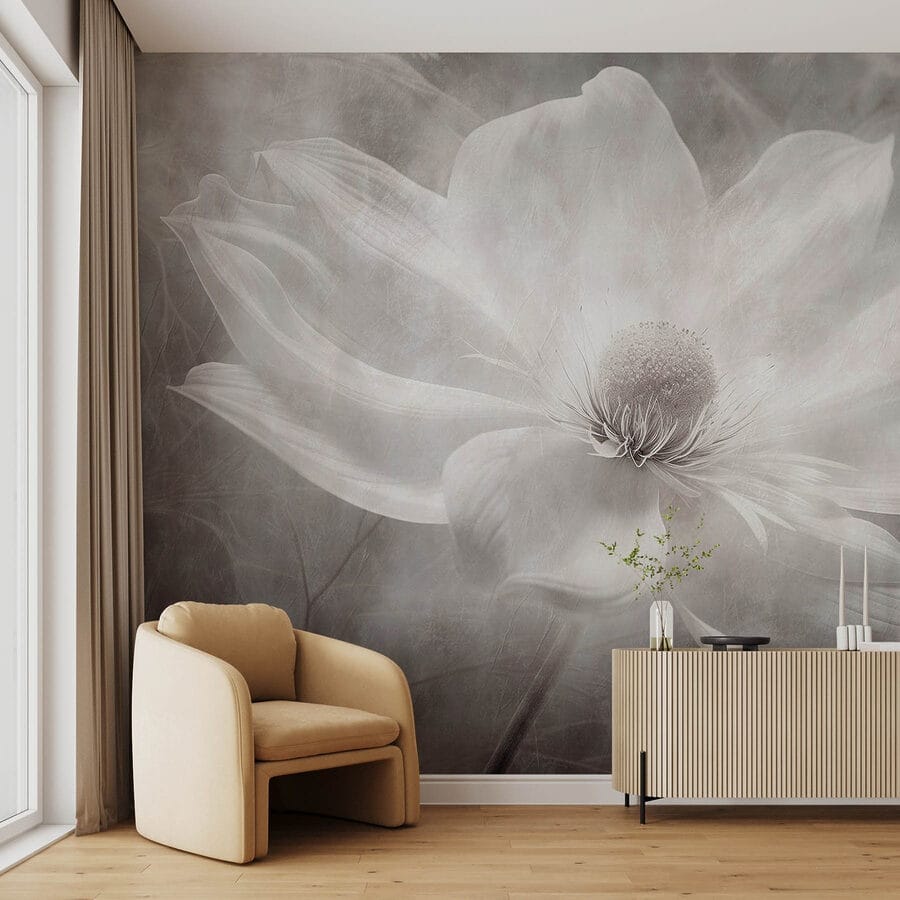 Fototapet Floare albă cu un centru negru - imagine 3