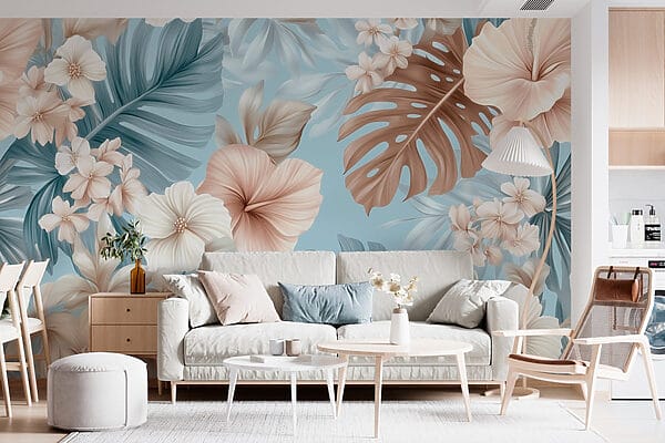 Model floral cu flori albe și maro Model floral cu flori albe și maro
