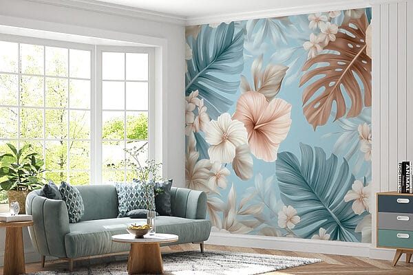 Model floral cu flori albe și maro Model floral cu flori albe și maro