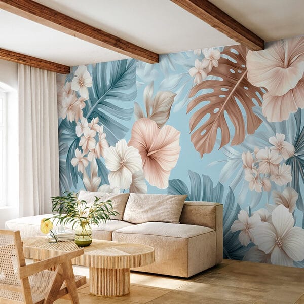 Model floral cu flori albe și maro Model floral cu flori albe și maro