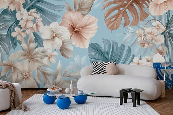 Model floral cu flori albe și maro Model floral cu flori albe și maro