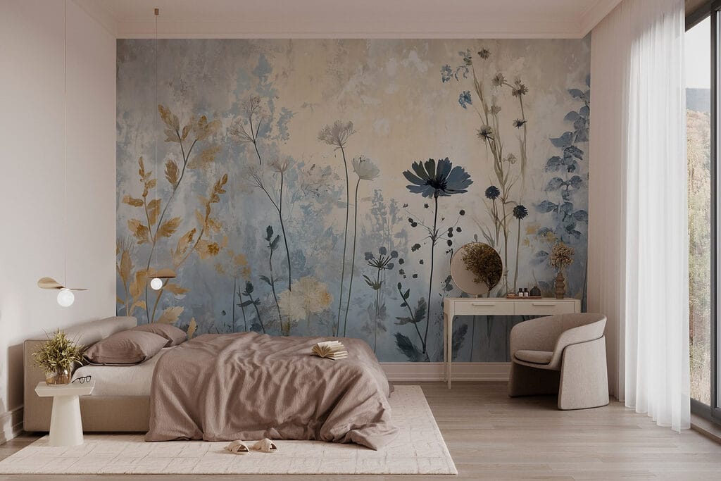 Painting of flowers on a wall