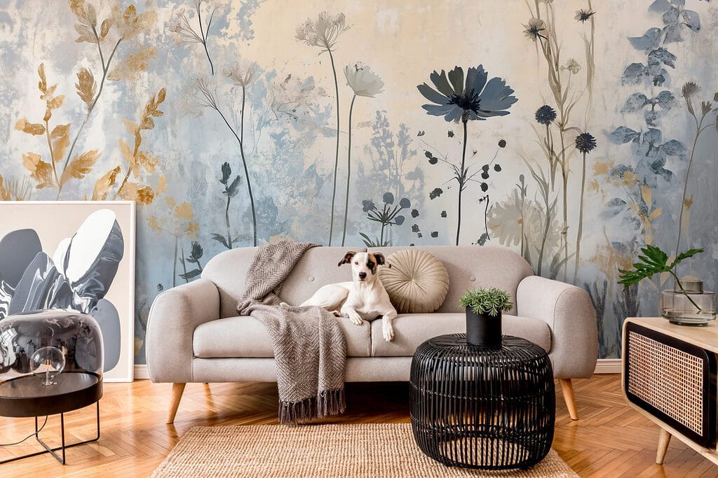 Painting of flowers on a wall