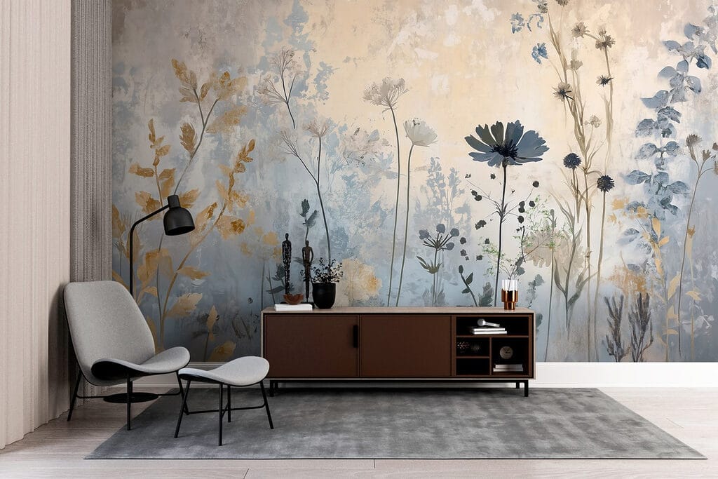 Painting of flowers on a wall