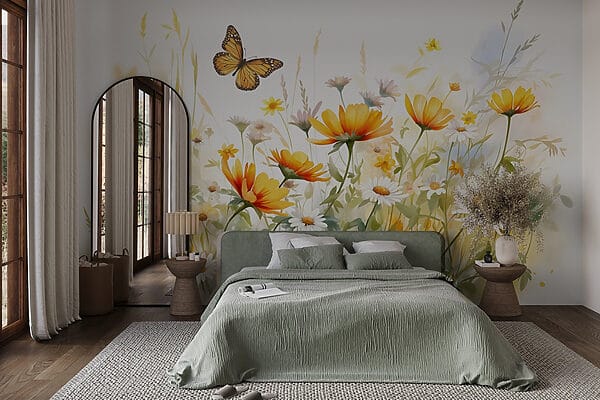 Fluture zburând peste flori Fluture zburând peste flori
