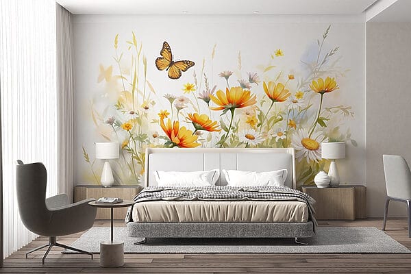 Fluture zburând peste flori Fluture zburând peste flori