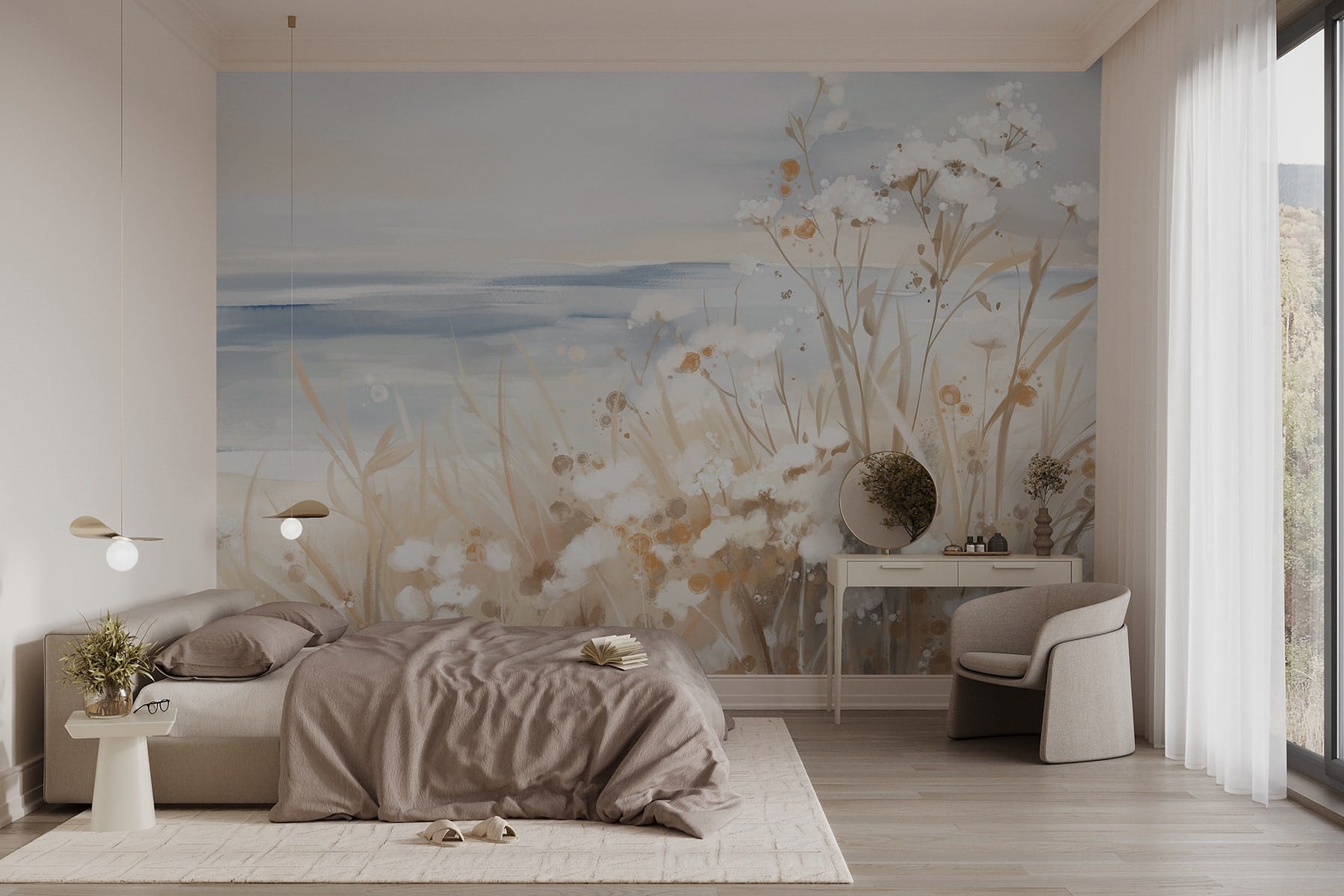 Painting of flowers and grass