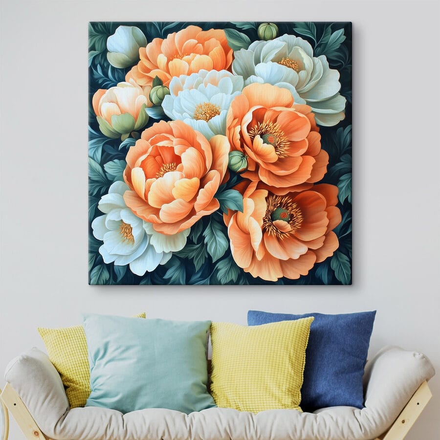 Pictura de flori pe un fundal albastru Pictura de flori pe un fundal albastru