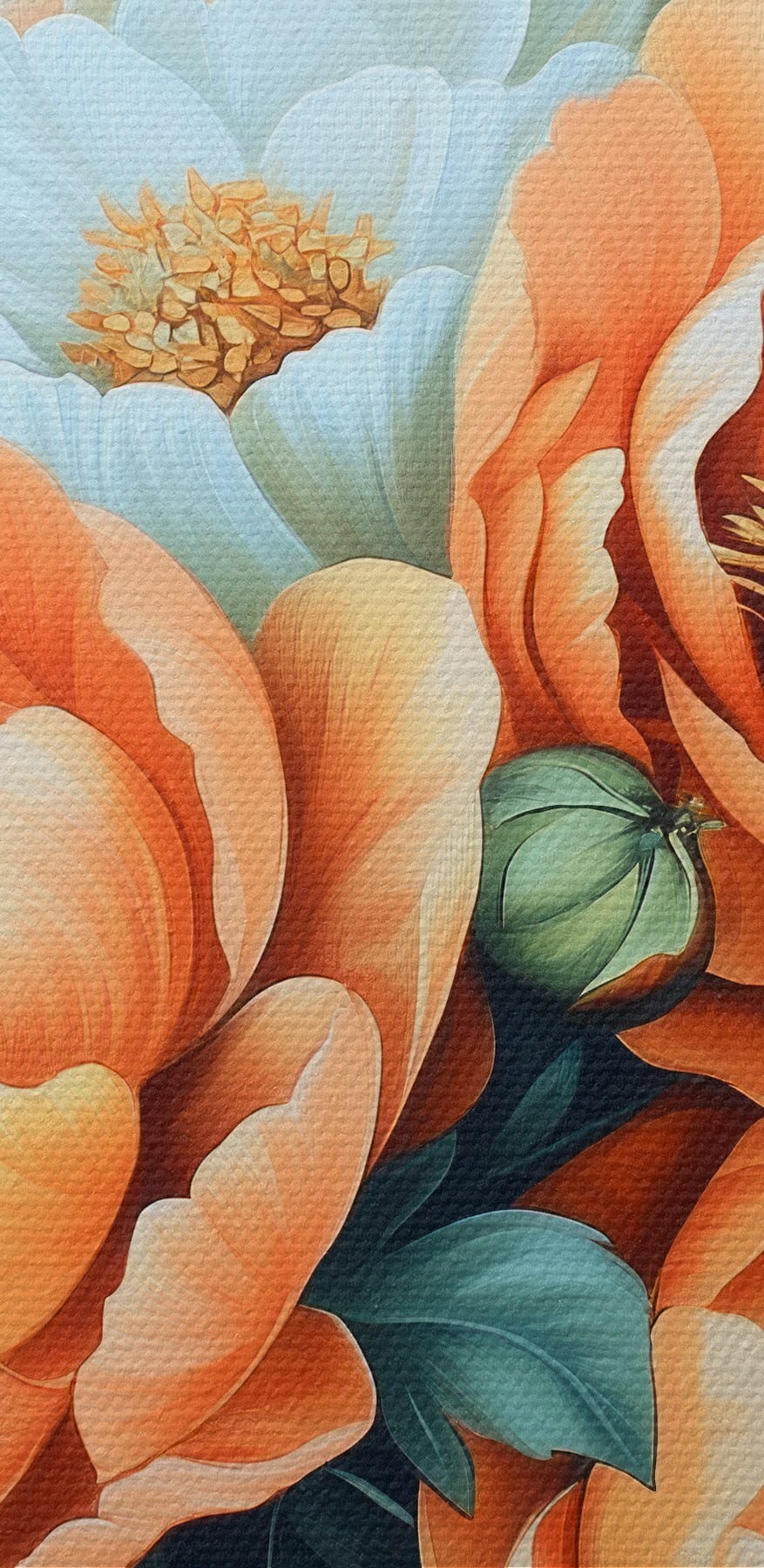 Pictura de flori pe un fundal albastru Pictura de flori pe un fundal albastru