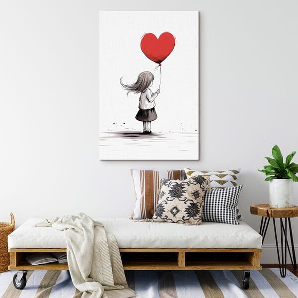 Fată care ține un balon în formă de inimă Fată care ține un balon în formă de inimă