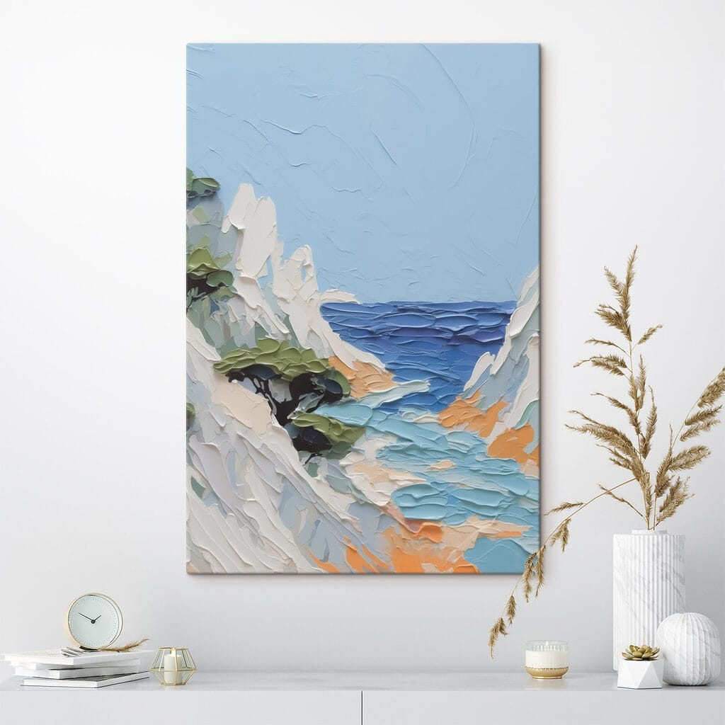 Painting of a beach and trees Painting of a beach and trees