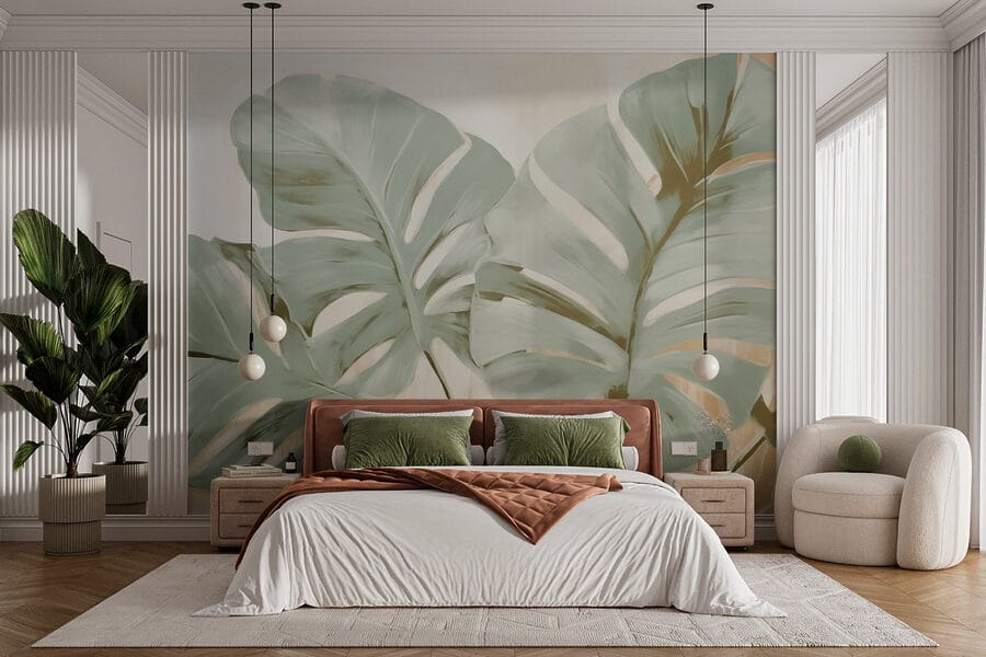 Painting of leaves on a wall Painting of leaves on a wall
