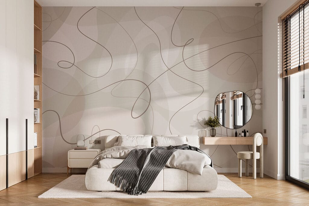 White and brown swirls on a white background