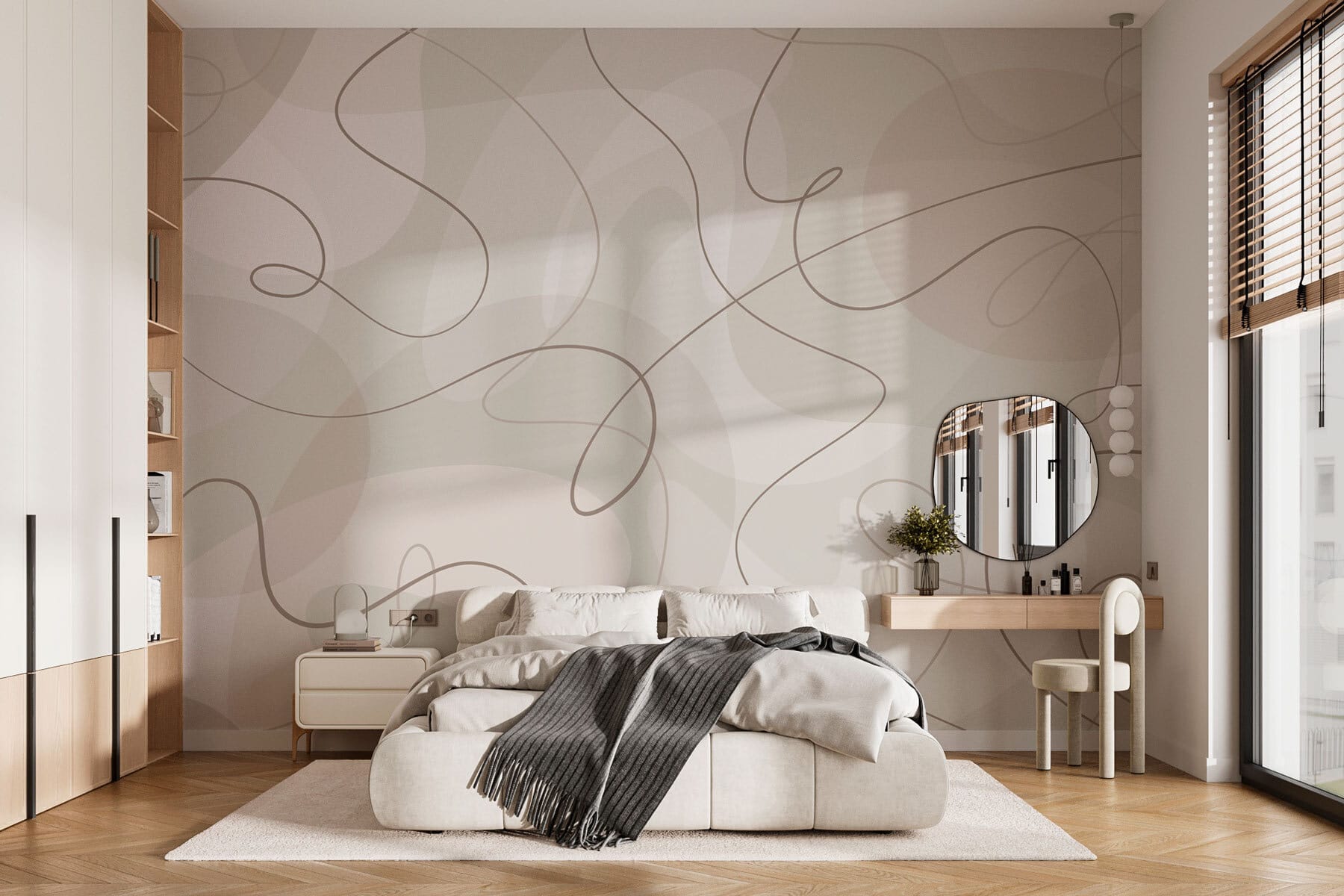 White and brown swirls on a white background