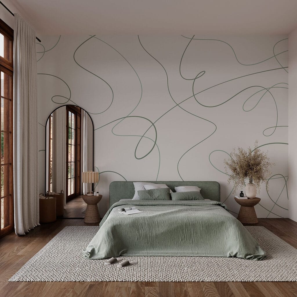 Green lines on a white background