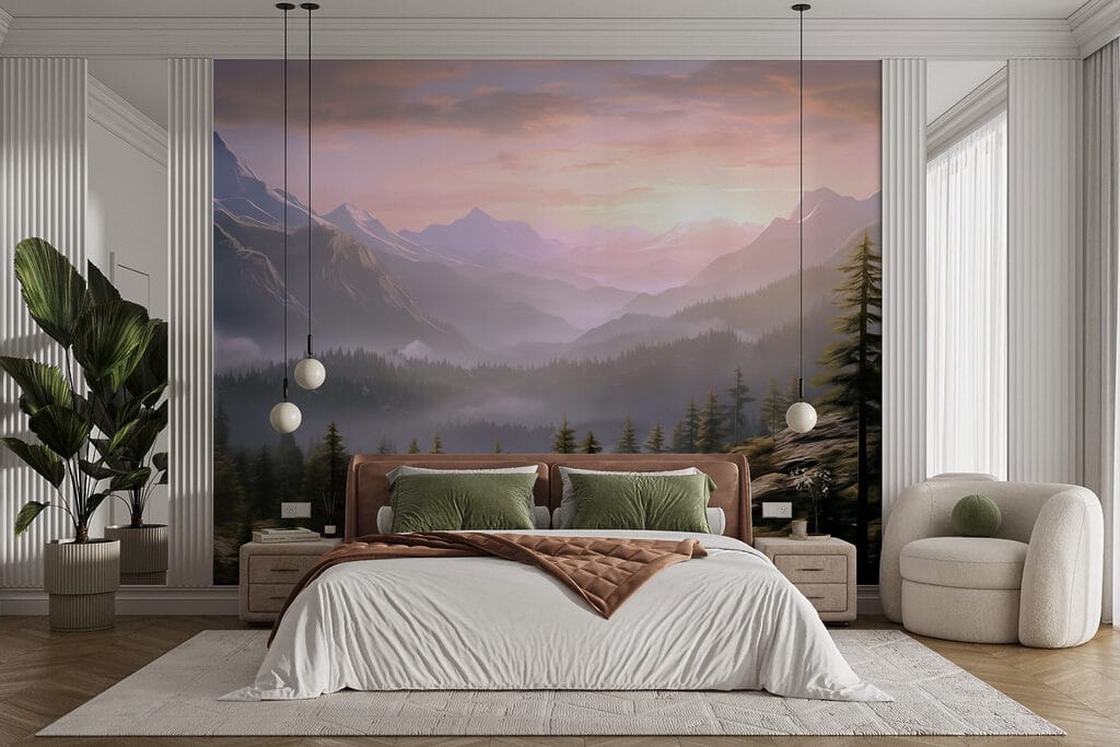 Landscape of mountains and trees Landscape of mountains and trees