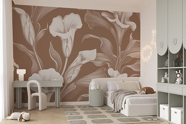 Design floral delicat pe fundal maro Design floral delicat pe fundal maro