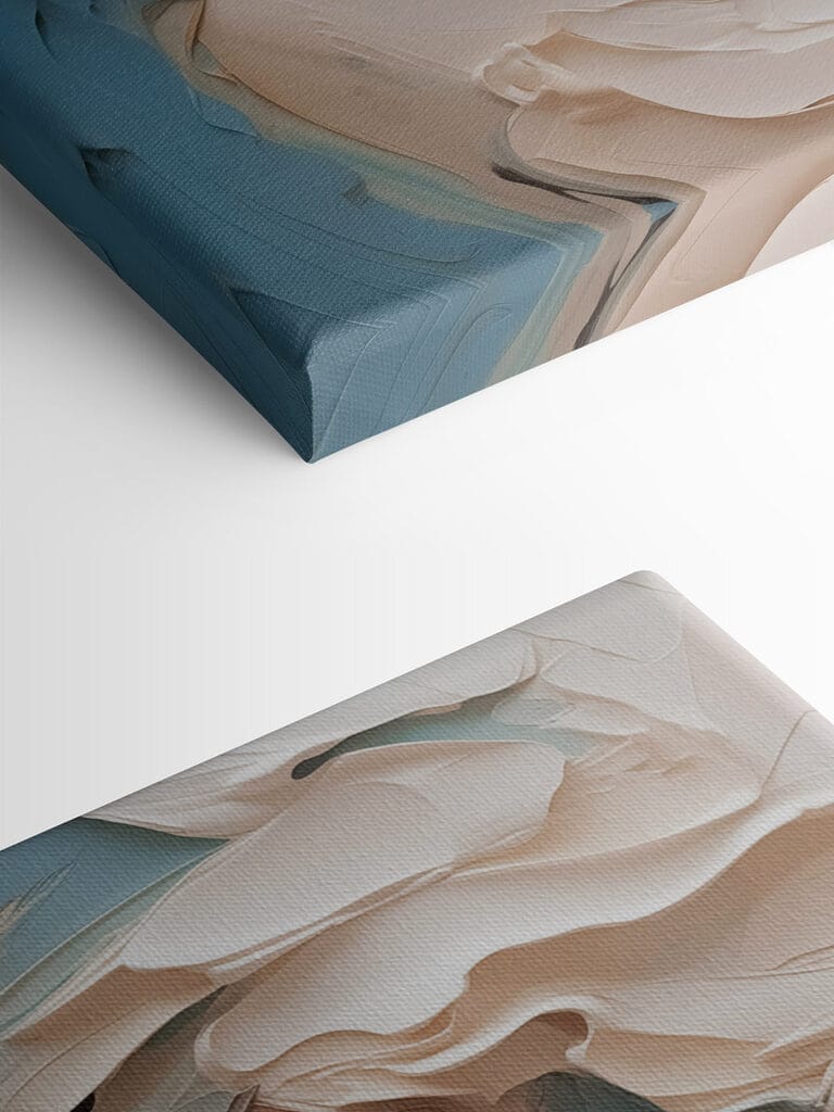 Painting of a woman with white and blue paint