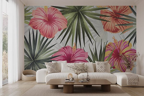 Fototapet Fototapet Vibranță florală în verdele tropical (SKU: w03105)