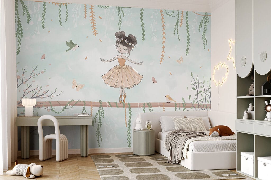 Cartoon of a girl on a branch