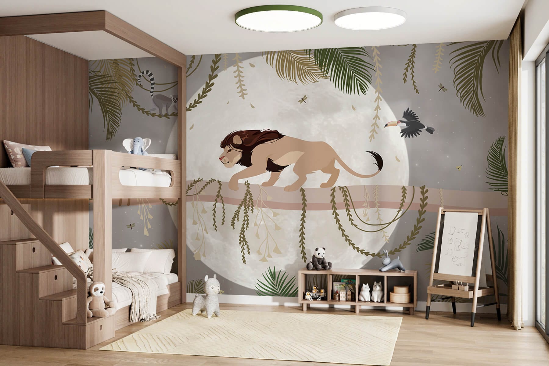 Lion on a tree branch