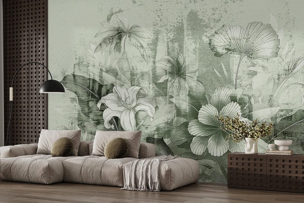 Delicate flora on textured backdrop