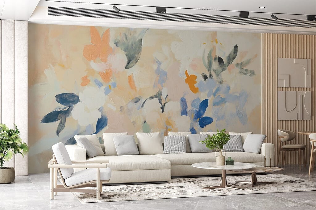 Painting of flowers on a white surface