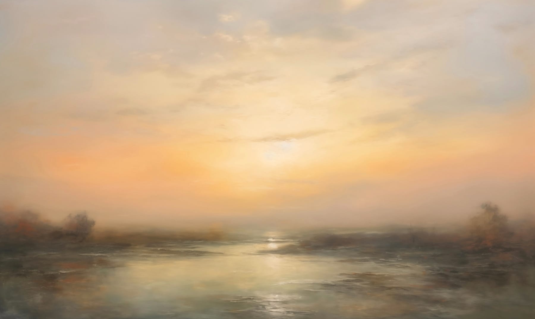 Water with a sunset in the background Water with a sunset in the background